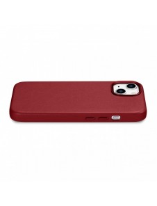 iCarer Fodral Läderfodral av naturläder för iPhone 14 Plus röd (kompatibel med MagSafe)
