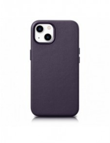 iCarer Case Läderfodral för iPhone 14 Plus mörklila (MagSafe-kompatibel)
