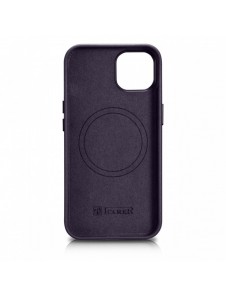 iCarer Case Läderfodral för iPhone 14 Plus mörklila (MagSafe-kompatibel)