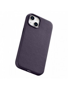 iCarer Case Läderfodral för iPhone 14 Plus mörklila (MagSafe-kompatibel)