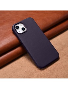 iCarer Case Läderfodral för iPhone 14 Plus mörklila (MagSafe-kompatibel)