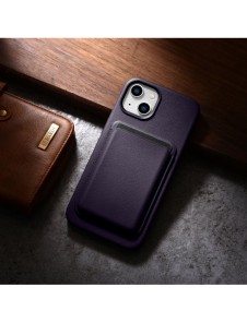 iCarer Case Läderfodral för iPhone 14 Plus mörklila (MagSafe-kompatibel)
