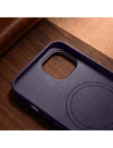iCarer Case Läderfodral för iPhone 14 Plus mörklila (MagSafe-kompatibel)