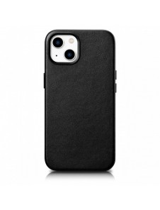 iCarer Fodral Läderfodral för iPhone 14 Plus äkta läderfodral svart (kompatibelt med MagSafe)