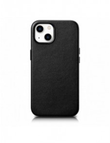 iCarer Fodral Läderfodral för iPhone 14 Plus äkta läderfodral svart (kompatibelt med MagSafe)