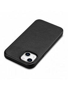 iCarer Fodral Läderfodral för iPhone 14 Plus äkta läderfodral svart (kompatibelt med MagSafe)