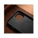 iCarer Fodral Läderfodral för iPhone 14 Plus äkta läderfodral svart (kompatibelt med MagSafe)