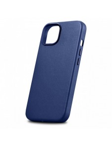 iCarer Fodral Läderfodral för iPhone 14 Plus äkta läderfodral blå (kompatibelt med MagSafe)