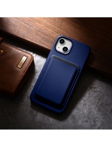 iCarer Fodral Läderfodral för iPhone 14 Plus äkta läderfodral blå (kompatibelt med MagSafe)