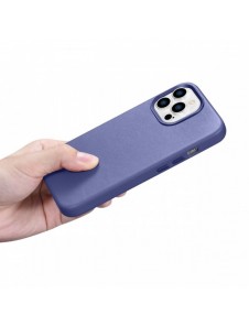 iCarer Fodral Läderfodral Äkta läderfodral för iPhone 14 Pro Ljuslila (WMI14220706-LP) (MagSafe-kompatibel)