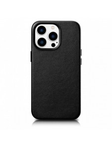 iCarer Fodral Läderfodral Äkta läderfodral för iPhone 14 Pro Max svart (WMI14220708-BK) (MagSafe-kompatibel)
