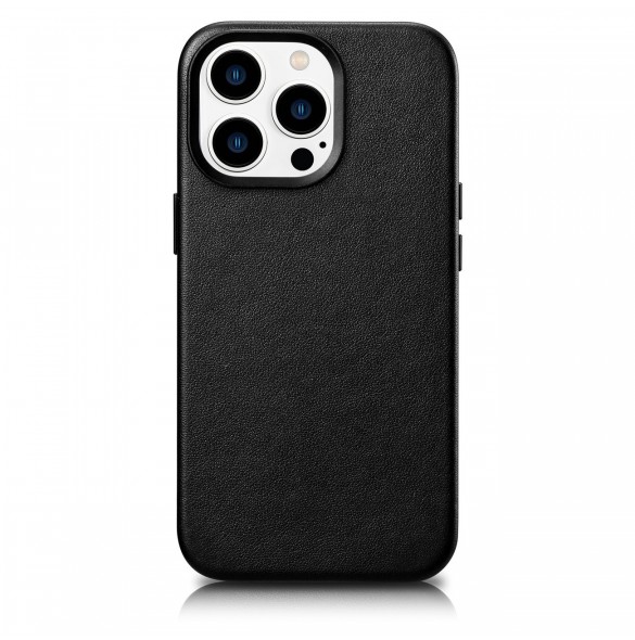 iCarer Fodral Läderfodral Äkta läderfodral för iPhone 14 Pro Max svart (WMI14220708-BK) (MagSafe-kompatibel)