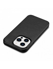 iCarer Fodral Läderfodral Äkta läderfodral för iPhone 14 Pro Max svart (WMI14220708-BK) (MagSafe-kompatibel)