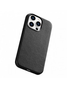 iCarer Fodral Läderfodral Äkta läderfodral för iPhone 14 Pro Max svart (WMI14220708-BK) (MagSafe-kompatibel)