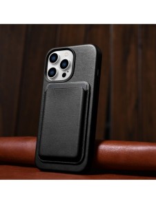 iCarer Fodral Läderfodral Äkta läderfodral för iPhone 14 Pro Max svart (WMI14220708-BK) (MagSafe-kompatibel)