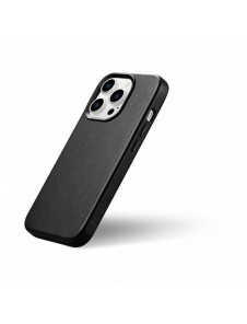 iCarer Fodral Läderfodral Äkta läderfodral för iPhone 14 Pro Max svart (WMI14220708-BK) (MagSafe-kompatibel)