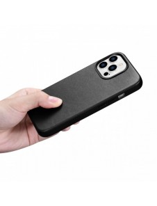 iCarer Fodral Läderfodral Äkta läderfodral för iPhone 14 Pro Max svart (WMI14220708-BK) (MagSafe-kompatibel)