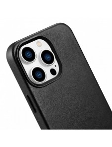 iCarer Fodral Läderfodral Äkta läderfodral för iPhone 14 Pro Max svart (WMI14220708-BK) (MagSafe-kompatibel)