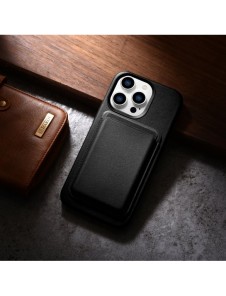 iCarer Fodral Läderfodral Äkta läderfodral för iPhone 14 Pro Max svart (WMI14220708-BK) (MagSafe-kompatibel)