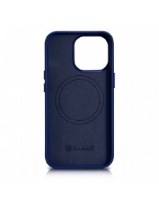 iCarer Case Läderfodral Äkta läderfodral för iPhone 14 Pro Max blå (WMI14220708-BU) (MagSafe-kompatibel)