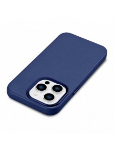 iCarer Case Läderfodral Äkta läderfodral för iPhone 14 Pro Max blå (WMI14220708-BU) (MagSafe-kompatibel)