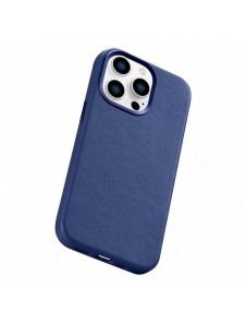 iCarer Case Läderfodral Äkta läderfodral för iPhone 14 Pro Max blå (WMI14220708-BU) (MagSafe-kompatibel)