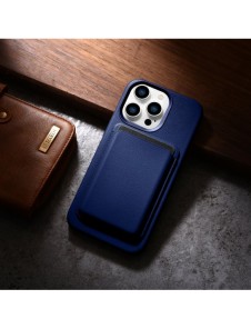 iCarer Case Läderfodral Äkta läderfodral för iPhone 14 Pro Max blå (WMI14220708-BU) (MagSafe-kompatibel)