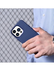 iCarer Case Läderfodral Äkta läderfodral för iPhone 14 Pro Max blå (WMI14220708-BU) (MagSafe-kompatibel)