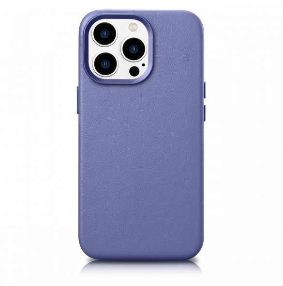 iCarer Fodral Läderfodral Äkta läderfodral för iPhone 14 Pro Max Ljuslila (WMI14220708-LP) (MagSafe-kompatibel)