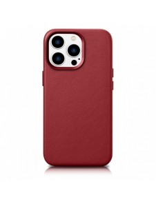 iCarer Fodral Läderfodral Äkta läderfodral för iPhone 14 Pro Max röd (WMI14220708-RD) (MagSafe-kompatibel)