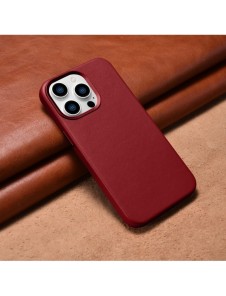 iCarer Fodral Läderfodral Äkta läderfodral för iPhone 14 Pro Max röd (WMI14220708-RD) (MagSafe-kompatibel)