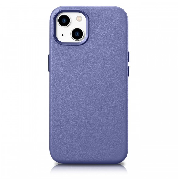 iCarer Fodral Läderfodral Äkta läder iPhone 14 Plus Ljuslila (MagSafe-kompatibel)