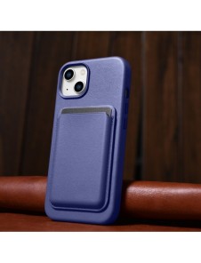 iCarer Fodral Läderfodral Äkta läder iPhone 14 Plus Ljuslila (MagSafe-kompatibel)