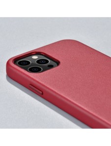 iCarer Fodral Läderfodral i äkta läder för iPhone 12 Pro Max röd (WMI1217-RD) (MagSafe-kompatibel)