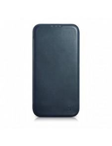 iCarer CE Oil Wax Premium Leather Folio Case iPhone 14 Plus magnetiskt flipfodral MagSafe blå (AKI14220707-BU)
