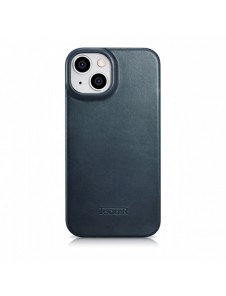 iCarer CE Oil Wax Premium Leather Folio Case iPhone 14 Plus magnetiskt flipfodral MagSafe blå (AKI14220707-BU)