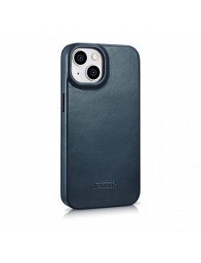 iCarer CE Oil Wax Premium Leather Folio Case iPhone 14 Plus magnetiskt flipfodral MagSafe blå (AKI14220707-BU)