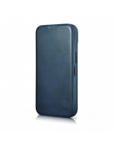 iCarer CE Oil Wax Premium Leather Folio Case iPhone 14 Plus magnetiskt flipfodral MagSafe blå (AKI14220707-BU)