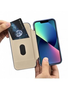 iCarer CE Oil Wax Premium Leather Folio Case iPhone 14 Plus magnetiskt flipfodral MagSafe blå (AKI14220707-BU)