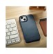 iCarer CE Oil Wax Premium Leather Folio Case iPhone 14 Plus magnetiskt flipfodral MagSafe blå (AKI14220707-BU)