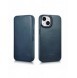 iCarer CE Oil Wax Premium Leather Folio Case iPhone 14 Plus magnetiskt flipfodral MagSafe blå (AKI14220707-BU)