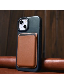 iCarer CE Oil Wax Premium Leather Folio Case iPhone 14 Plus magnetiskt flipfodral MagSafe blå (AKI14220707-BU)
