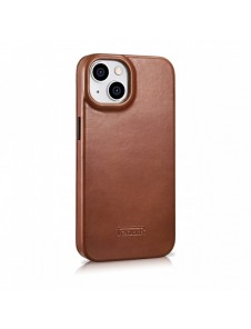 iCarer CE Oil Wax Premium Läder Foliofodral iPhone 14 Plus magnetiskt flipfodral MagSafe brun (AKI14220707-BN)