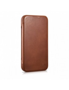 iCarer CE Oil Wax Premium Läder Foliofodral iPhone 14 Plus magnetiskt flipfodral MagSafe brun (AKI14220707-BN)