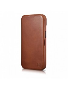 iCarer CE Oil Wax Premium Läder Foliofodral iPhone 14 Plus magnetiskt flipfodral MagSafe brun (AKI14220707-BN)