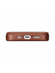 iCarer CE Oil Wax Premium Läder Foliofodral iPhone 14 Plus magnetiskt flipfodral MagSafe brun (AKI14220707-BN)