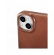 iCarer CE Oil Wax Premium Läder Foliofodral iPhone 14 Plus magnetiskt flipfodral MagSafe brun (AKI14220707-BN)