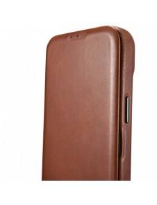iCarer CE Oil Wax Premium Läder Foliofodral iPhone 14 Plus magnetiskt flipfodral MagSafe brun (AKI14220707-BN)