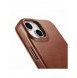 iCarer CE Oil Wax Premium Läder Foliofodral iPhone 14 Plus magnetiskt flipfodral MagSafe brun (AKI14220707-BN)