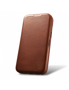 iCarer CE Oil Wax Premium Läder Foliofodral iPhone 14 Plus magnetiskt flipfodral MagSafe brun (AKI14220707-BN)
